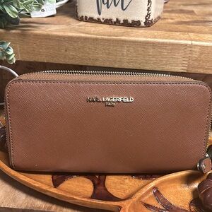 Karl Lagerfeld Tan women’s zip around wallet like new